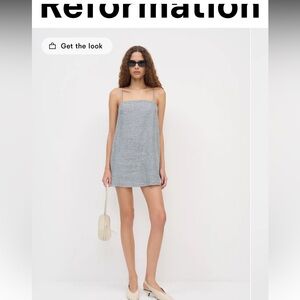 Reformation Aubree Blue Checkered Mini Dress